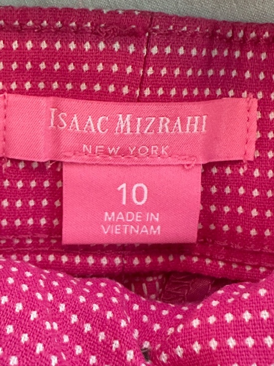 Isaac Mizrahi Hot Pink Micro-dot Pattern Stretch Shorts 10 NWT - Picture 2 of 6